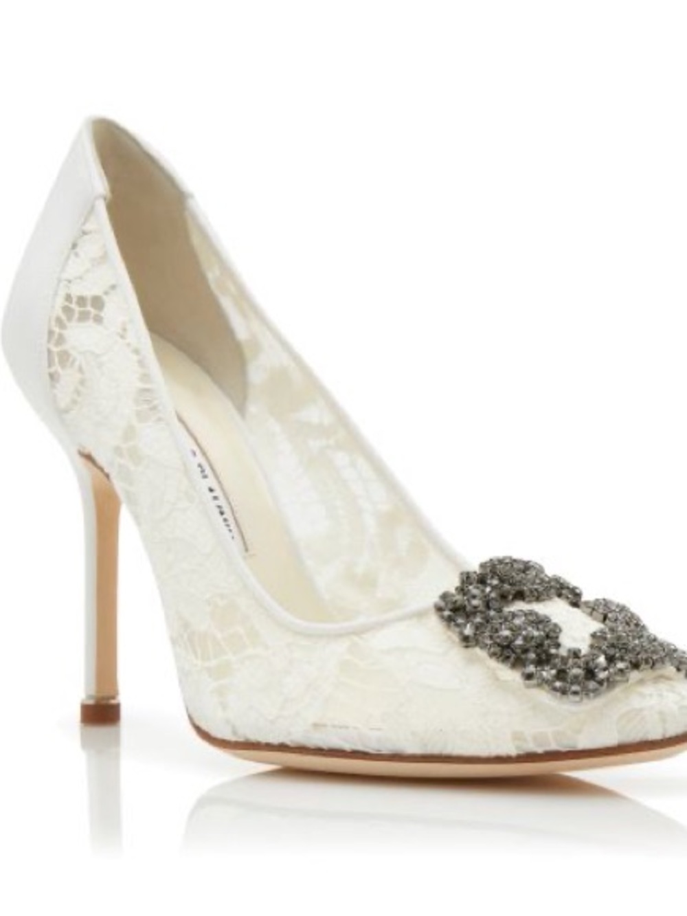 Women's Ivory Lace Embellished Pointed-Toe Pump